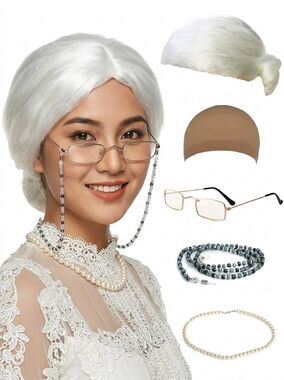 📷🔸️NWOT Mrs. Claus Old Lady Costume 5 Piece Accessory Set